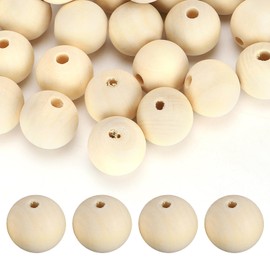 100PCS 25mm Wooden Beads, Wooden Beads for Crafts, Natural Wood Beads for DIY Crafts, Loose Beads for Macrame, Garland, Farmhouse and Handmade Decorations Craft Making