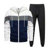 Men's Hooded Athletic Tracksuit Casual 2 Pieces Suits Color Block