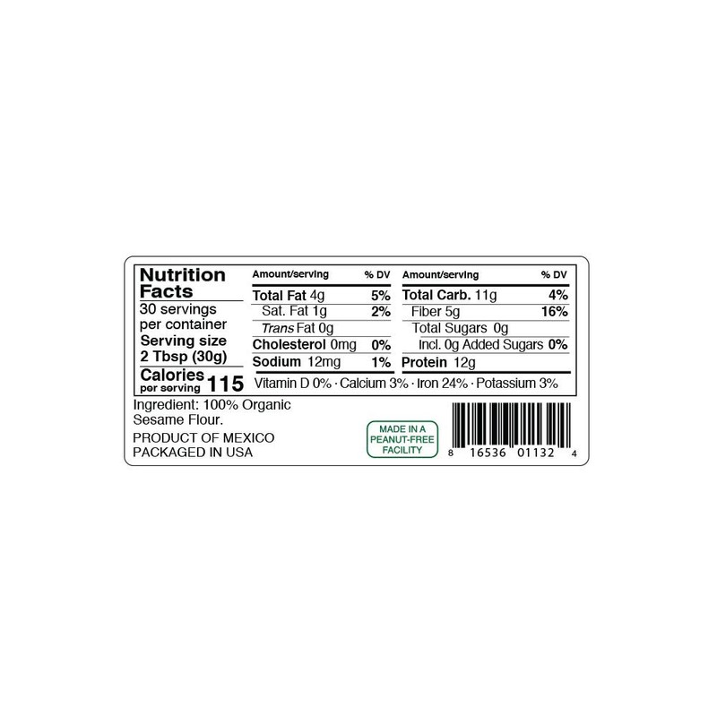 Kevala Organic Sesame Flour 2 lb - Gluten-free, peanut-free