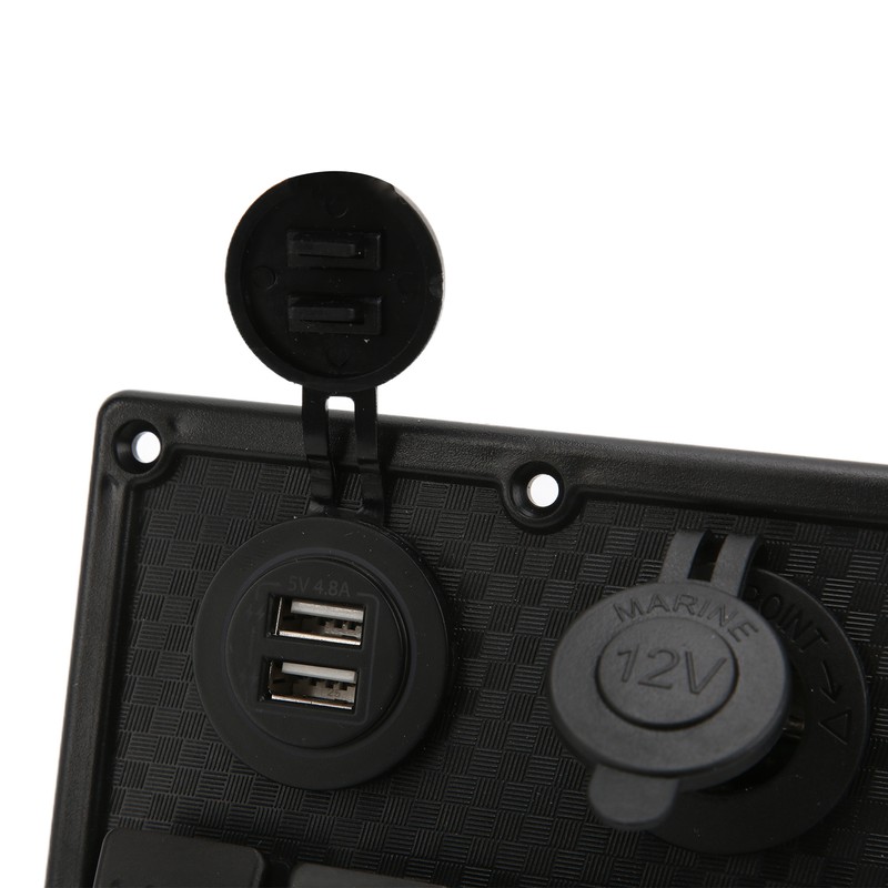 4 Gang Rocker Switch Panel LED Waterproof Dual USB Charging