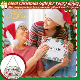 Hummingbird Stained Glass Window Hanging - 6.7" x 9.4" Hummingbird Gift for Women, Sun Painted Glass Panel Catcher Ornament for Christmas Home Windows Decor Birds Lover Gifts