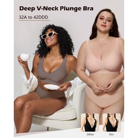 As Fairy Seamless Bras Supportive Lift No Underwire Full Coverage Wireless Plunge Low Cut Bralettes Padded Comfy Bra (Grey 40A)