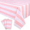 Kesfey 3 Packs Pink and White Vertical Striped Tablecloth 54
