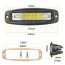 Niking - Cápsulas LED de montaje empotrado automático, 2 unidades de barra de luz LED de 7 pulgadas de 96 W para montaje empotrado, luces LED de montaje empotrado, luz de conducción LED de trabajo,