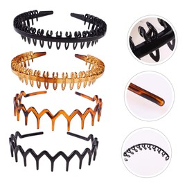 Vaguelly 4pcs Retro Slip Hair Hoops for Women Comfortable Headbands for Face Washing Makeup and Daily Wear Includes Black and Tawny Branch Garland Styles