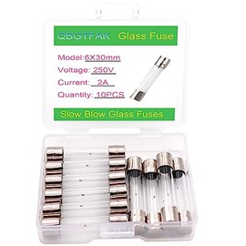 Paquete de 10 fusibles T2AL250V 6x30 mm, 2A 250V fusibles 0.24x1.18 pulgadas, 2A amperio, 250V de soplado lento (2A)