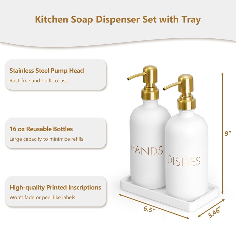 GCWSTJK Glass Dish and Hand Soap Dispenser Set - Kitchen