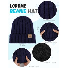 Winter Beanie Hat Scarf Gloves, Warm Fleece Knit Hat Long Scarf Neck Warmer Touch Screen Winter Gloves Set Gifts for Women