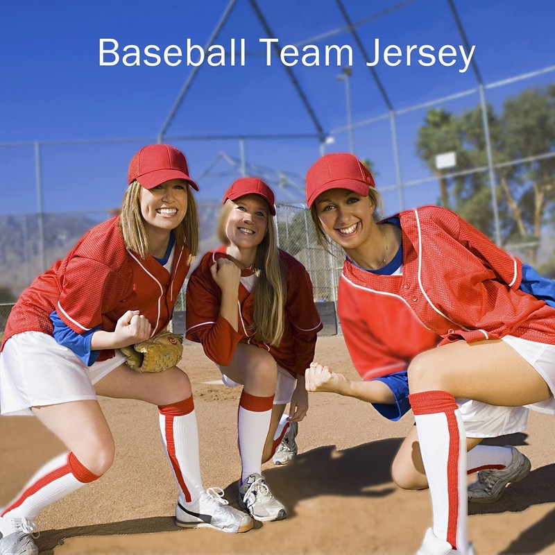 YWIES Womens Button Down Stripe Baseball Jersey, Blank Softball Team