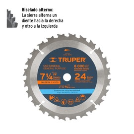 Truper ST-724, Sierra circular para madera Ø 7 1/4, 24 dpp