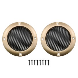 2inch Speaker Cover DGZZI 2PCS Golden Metal Mesh Grille Woofer Decorative Circle Protections with Screws, Tweeter Speaker Grill Guard Protector, Car Speaker Covers, 2inch