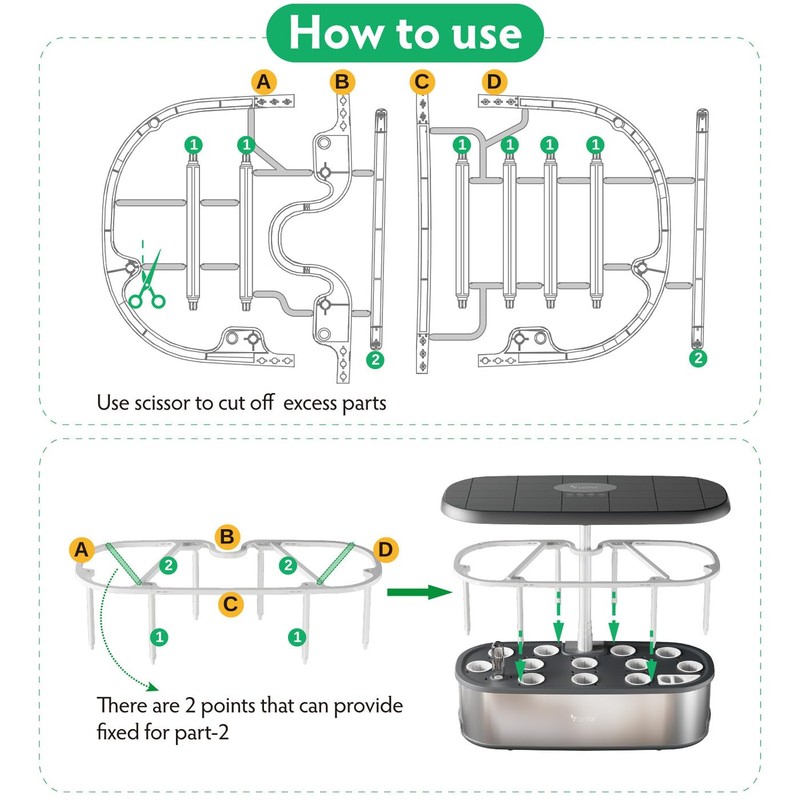 LetPot LPH-SE Hydroponics Growing System Trellis Stand with Stackable Design