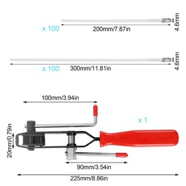 Axle Boot Pliers, Pack of 200 Stainless Steel Cable Ties, with Cable Tie Pliers, 4.6 x 200/300 mm Cable Ties Locking, Axle Cuffs Tool, Steel Cable Ties Tool for Cable Bundling (1)