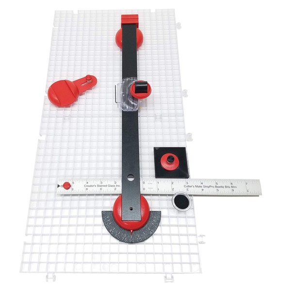 Creator's Beetle Bits Mini Glass Cutting System Portable Work Station for Geometric Shapes Complete with 2 Waffle Grids and Push Button Flying Beetle Glass Cutter Included - DIY - Made in The USA
