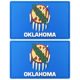 JBCD Oklahoma Flag Patch Tactical PVC Rubber Hook and Loop Fastener Patch, 2 Pack