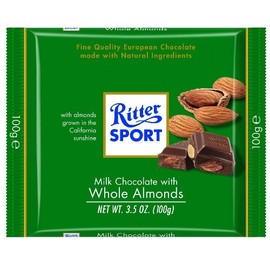 Ritter Sport Bars, Milk Chocolate with Whole Almonds, 3.5 Ounce (Pack of 11) by Ritter Sport