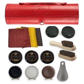12PC Shoe Polish & Care Kit, Leather Shoe Shine Kit with Brown Wax, Shoe Brushes for Polishing, Compact Shoe Cleaning Kit