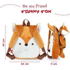 PERLETTI Cuddly Toy Backpack with Plush Removable Soft for Toddlers - Children's Backpack Plush Toy for Nurseries Baby Children 3 4 5 Years - Plush Toy Children's Bag - 22 x 25 x 3 cm, Fox, Kids