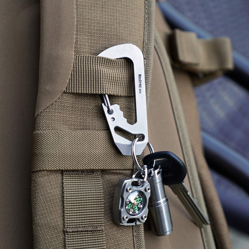 MecArmy EH3 Titanium/Copper Anti Lost EDC Keychain Carabiner, Multi Tool