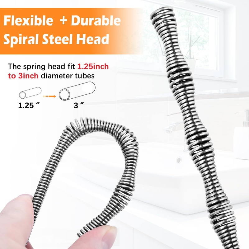 35FT Drain Snake Tools, 14-in-1 Double Mode Drain Auger (New)