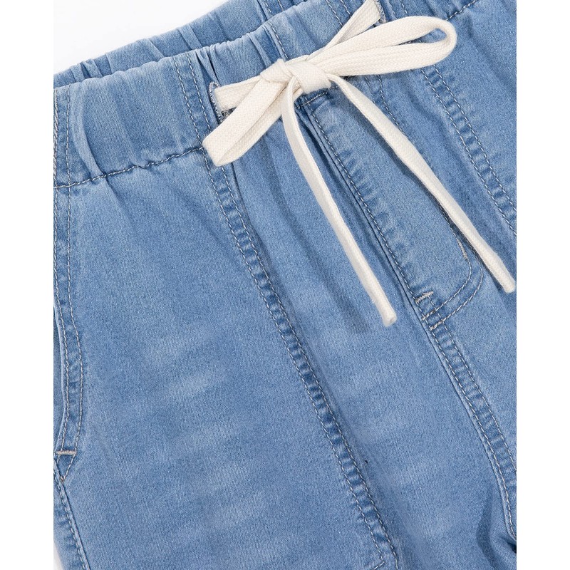 ThCreasa Womens Casual Elastic Waist Pull On Jeans Lightweight Drawstring