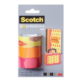 Scotch Expressions Magic Tape/ 3/4 x 300 Inches/Sherbet/Orange/Salmon/ 3-Rolls/Pack (C214-3PK-1)