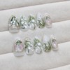 24Pcs Green Medium Length Press on Nails French Almond Shaped