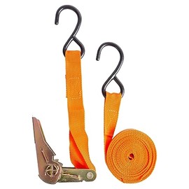 Blackspur 1x Orange 4.5m Ratchet Tie Down Straps - Heavy-Duty Car Van Motorcycle Roof Rack Cargo Trailer Awning Storm Hooks Kit