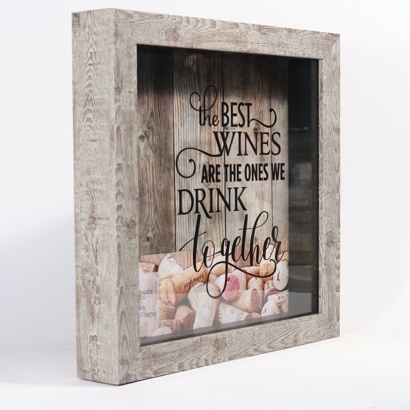 Lawrence Frames Birch 10x10 Weathered Shadow Box Wine Cork Holder