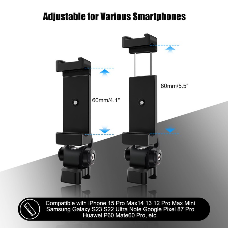 HAFOKO Aluminium Alloy Phone Tripod Mount with Cold Shoe Mount