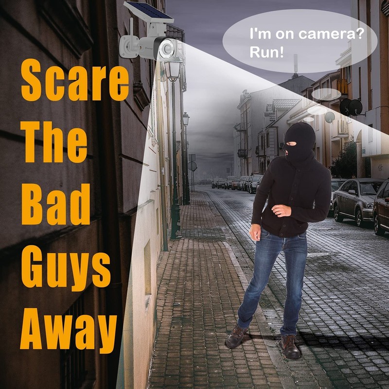 Techage Solar Battery Powered Metal Fake Security Camera, Dummy Cameras,