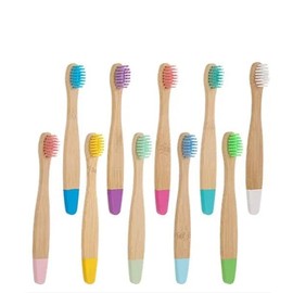 AIOLUSMIC Bamboo Toothbrushes 5 Count, Medium Hard Bristle Brush for Kids, Colorful Bamboo Hand Round Travel Tooth Brushes for Children (5 Different Colors, for Kids)