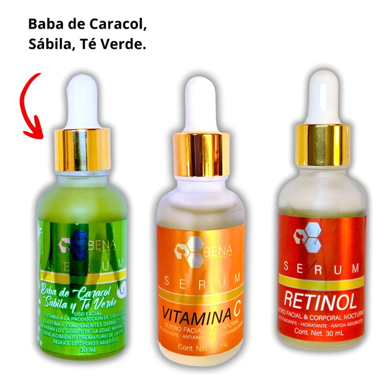 3 Suero Vitamina C Retinol Ácido Hialurónico Café Colágeno +