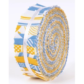 Soimoi 40Pcs Stripe Print Precut Fabrics Strips Roll Up 1.5x42inches Cotton Jelly Rolls for Quilting - Blue