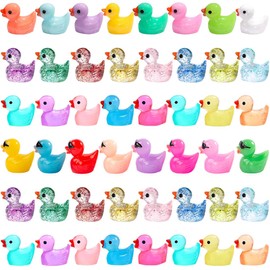 Garedeko Mini Ducks 100 Pack Tiny Ducks Little Ducks Small Plastic Ducks Mini Resin Animals Figures to Hide Miniature Figurines Garden Accessories Micro Statues Gifts Pink