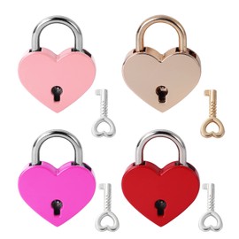 4 Pcs Diary Mini Heart Lock Set - Small Love Locks for Diary Book Storage Box, Jewelry Locker Decor, Valentine Gift (Multicolor)
