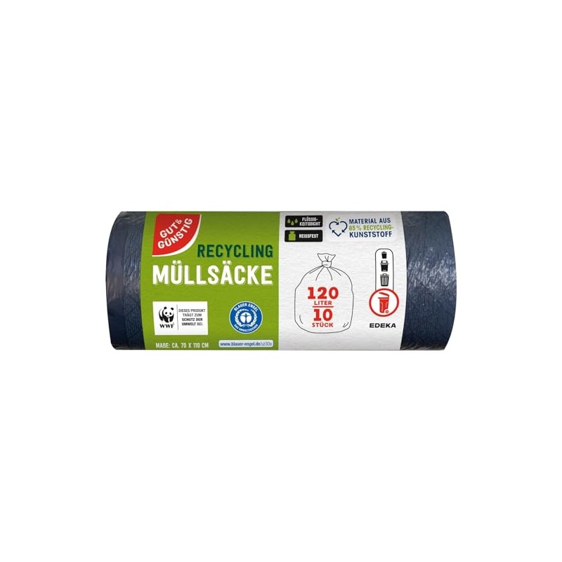 GUT & GÜNSTIG Edeka Drawstring Bin Bags 120 Litres Pack