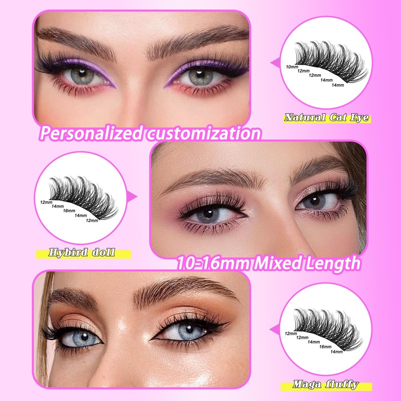 PURELEOR Cluster Lashes Kit Including Bond and Seal Remover DIY