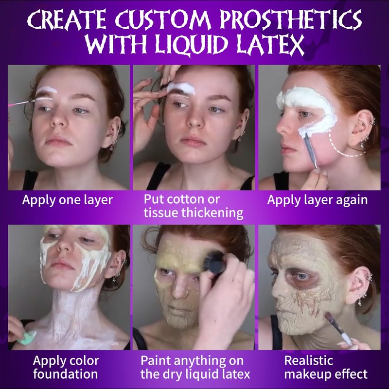 2 Pieces Liquid Latex SFX Halloween Make-Up Set, Halloween Liquid