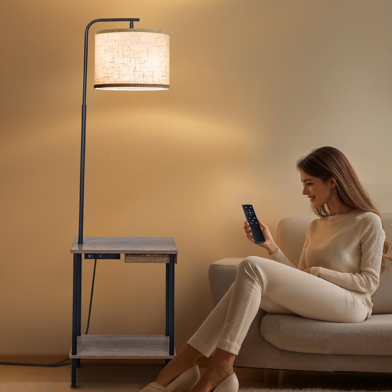 EOEYYOYB Floor Lamp with Table & Drawers, End Table Lamp