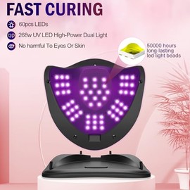 NAILGIRLS LED UV Nail Lamp, NAILGIRLS 268W Fast UV Light for Gel Nail Polish, Professional Curing Lamp with 4 Timer Setting Auto Sensor, Nail Dryer for Fingernail and Toenail Home Salon Use, Nail Art Tools