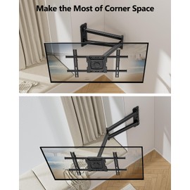 33’’ Extension Long Arm Single Stud Corner TV Mount, Full Motion TV Mount for 32-70''Screens, 90 Degree Swivel, Load 88lbs,Max VESA 600x400mm WHYFONE