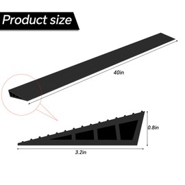 0.8 Rise Threshold Ramps for Doorways, Floor Transition Strip Self-Adhesive with Anti-Slip Stripes, Waterproof Vinyl Gap Cover for Wood Tile Flooring, Wheelchair & Walker Friendly (Black, 80 in)