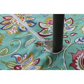 SUQ I OME Outdoor Tablecloth with Umbrella Hole and Zipper, Zippered Patio Table Cloths, Spring/Summer Table Covers for Backyard Circular Table/BBQs/Picnic(Bohemia,60'' Round with Zipper)