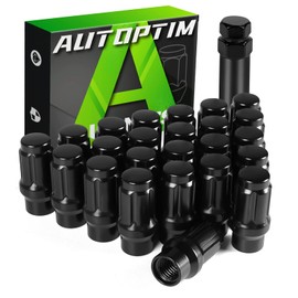 AUTOPTIM M12x1.5 Extended Lug Nuts - Replacement for Toyota Tacoma 4Runner Aftermarket Wheel, Black 24PCS 6 Spline Closed End Bulge Acorn Nut, 17mm Hex, 1.57" Tall, 0.79" Width with 1 Socket Key