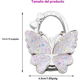 2 Paquetes de Ganchos de Bolsa Plegables, Colorful Flash Butterfly Ganchos de Bolsa Plegables, Ganchos de Bolsa Portátiles - Soporte de Bolsa Portátil Fácil de llevar (Blanco + Rojo)