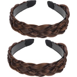 minkissy Diadema Trenzada De Peluca Para Mujeres Banda Para El Cabello Ligera Y Portátil Accesorio De Trenza Falsa Para Fiesta Boda Uso Diario 5.90X5.11X2.75In