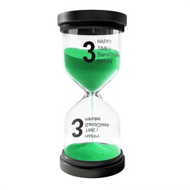 3 Minute Sand Timer for Classroom, Plastic Hourglass Sand Clock, Acrylic Small Hour Glass Sandglass for Kids, Game, Desk Office Decoration (Green)