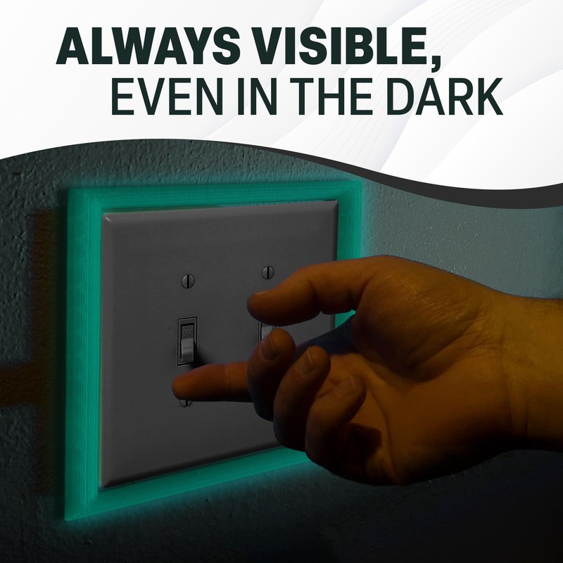 Glow in the Dark Light Switch Frame, 2 Toggle, Luminous