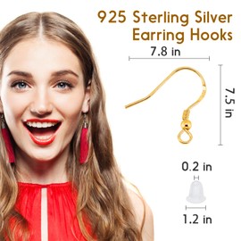 RCIDOS Pack of 200 ear hooks, gold 925, earrings made of gold, hypoallergenic ear hooks, for jewellery making, for making earrings crafts